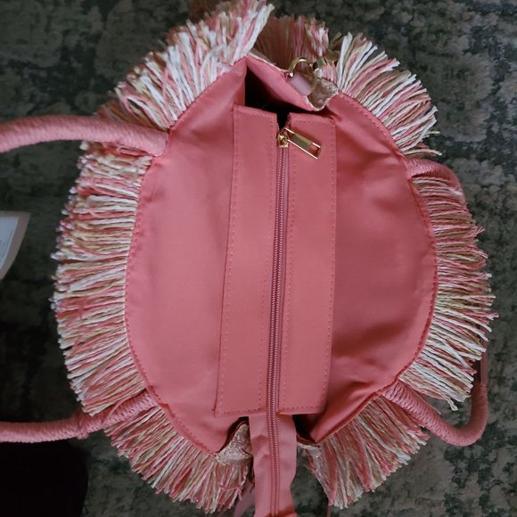 Most Wanted Design By Carlos Souza Women's Circle Straw Bag, Pink NWT - Picture 12 of 13